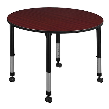Regency Round Mobile Tables, 48 W, 48 L, 23-34 H, Wood, Metal, Mahogany TB48RNDMHAPCBK
